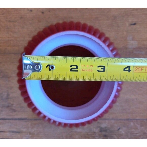 Vintage 6" Red / Cranberry Ribbed Student Replacement Glass Globe Rib Shade - Picture 4 of 5